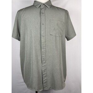 Hurley Tech Chambray Men's XL Short Sleeve Button Down Shirt Green Heather Knit